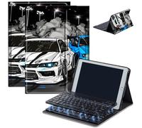 Keyboard Case for Amazon Fire Max 11 (13th Generation, 2023 Release), Detachable Wireless Bluetooth Keyboard and Auto Sleep/Wake Fire Max 11 Tablet Case with Keyboard, Cartoon Drift Cars