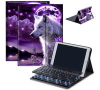 Keyboard Case for Amazon Fire Max 11 (13th Generation, 2023 Release), Detachable Wireless Bluetooth Keyboard and Auto Sleep/Wake Fire Max 11 Tablet Case with Keyboard, Purple Moon Wolf