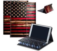 Keyboard Case for Amazon Fire Max 11 (13th Generation, 2023 Release), Detachable Wireless Bluetooth Keyboard and Auto Sleep/Wake Fire Max 11 Tablet Case with Keyboard, Wooden USA Flag