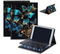 Keyboard Case for Amazon Kindle Fire HD 8/HD 8 Plus(2020 Release, 10th & 2022 Release, 12th), Detachable Wireless Bluetooth Keyboard and Auto Sleep/Wake Fire HD8 Case Keyboard, Blue Butterfly