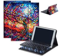 Keyboard Case for Amazon Kindle Fire HD 8/HD 8 Plus(2020 Release, 10th & 2022 Release, 12th), Detachable Wireless Bluetooth Keyboard and Auto Sleep/Wake Fire HD8 Case Keyboard, Colors Tree Life