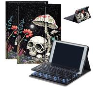 Keyboard Case for Amazon Kindle Fire HD 8/HD 8 Plus(2020 Release, 10th & 2022 Release, 12th), Detachable Wireless Bluetooth Keyboard and Auto Sleep/Wake Fire HD8 Case Keyboard, Mushroom Skull