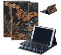 Keyboard Case for Amazon Kindle Fire HD 8/HD 8 Plus(2020 Release, 10th & 2022 Release, 12th), Detachable Wireless Bluetooth Keyboard and Auto Sleep/Wake Fire HD8 Case Keyboard, Orange Black Moth