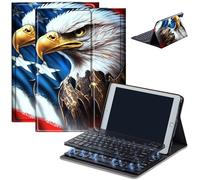 Keyboard Case for Amazon Kindle Fire HD 8/HD 8 Plus(2020 Release, 10th & 2022 Release, 12th), Detachable Wireless Bluetooth Keyboard and Auto Sleep/Wake Fire HD8 Case Keyboard, America Flag Eagle
