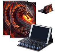 Keyboard Case for Amazon Kindle Fire HD 8/HD 8 Plus(2020 Release, 10th & 2022 Release, 12th), Detachable Wireless Bluetooth Keyboard and Auto Sleep/Wake Fire HD8 Case Keyboard, Fiery Dragon