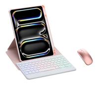 Keyboard Case for Honor Pad X9 11.5 Inch 2023 Tablet with Mouse,Multi-touch Trackpad & 7 Color Backlight,Removable Wireless Keyboard Cover with Pencil Holder(Pink)