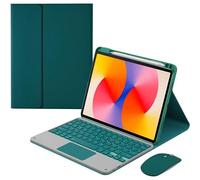 Keyboard Case for HUAWEI MatePad SE 11 with Touchpad, Detachable Backlit Keyboard Slim Leather Folio Smart Cover with Pencil Holder, Deep Green