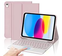 Keyboard Case for iPad 10th Generation 2022 10.9 Inch/11th Generation A16 202511 Inch, 7 Colors Lighting, Multi Touch Trackpad, QWERTZ German Magnetic Removable Keyboard, Pink