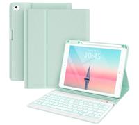 Keyboard case for iPad 5th/6th Generation 2017/2018, 9.7 Inch iPad Air 2 Case with Keyboard, Removable Wireless Backlit Keyboard Detachable, Folio Smart Cover, Tablet Case with Pencil Holder(Green)