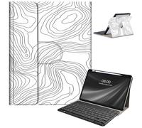 Keyboard Case for iPad 9.7 inch 2018/2017 (6th Gen/5th Gen), for iPad Air 2/1 Case with Keyboard & Pencil Holder, Clear Back Rotate Stand Cover Auto Sleep/Wake Case for iPad 9.7, Topographic White