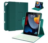 Keyboard Case for iPad 9th/8th/7th Generation 10.2 inch 2021/2020/2019 & ipad Pro 10.5-inch & ipad Air 3 2019-Backlit Detachable keyboard 360° Rotatable Folio Cover with upper pencil holder-(Teal)