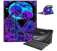 Keyboard Case for iPad 9th/8th/7th Generation, for iPad 10.2/iPad Pro 10.5"/iPad Air 3rd Gen Case with Keyboard and Pencil Holder, Rugged Rotate Stand Cover Case with Clear Back, Skeleton Embracing