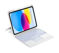 Keyboard Case for iPad A16 11th Gen 2025/10th Gen 2022, Magnetic Detachable Bluetooth Backlit Keyboard with Trackpad and Multi-angle Adjustable Stand for iPad 10th/11th Generation 10.9/11 Inch, White