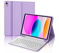 Keyboard Case for iPad A16 11th Generation 2025/10th Generation 2022, UK Layout Detachable Bluetooth Keyboard with Slim Cover and Pencil Holder for iPad 10th/11th Generation 10.9/11 inch, Light Purple