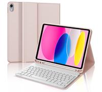 Keyboard Case for iPad A16 11th Generation 2025/10th Generation 2022, UK Layout Detachable Bluetooth Keyboard with Slim Cover and Pencil Holder for iPad 10th/11th Generation 10.9/11 inch, Pink