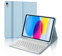 Keyboard Case for iPad A16 11th Generation 2025/10th Generation 2022, UK Layout Detachable Bluetooth Keyboard with Slim Cover and Pencil Holder for iPad 10th/11th Generation 10.9/11 inch, Sky Blue