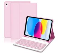 Keyboard Case for iPad A16 11th Generation 2025 and 10th Generation 2022 (11/10.9 inch), Detachable Bluetooth Keyboard Cover with Pencil Holder for iPad 11/10 Gen, UK Layout-Pink