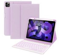 Keyboard case for ipad Air 11 inch(M2 2024)/10.9 Inch Air 5th 4th Generation & iPad Pro 11 inch (1st/2nd/3rd/4th Gen)-Backlit Detachable Keyboard, Folio cover with upper easily Pencil Holder-(Purple)