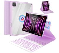 Keyboard Case for iPad Air 11-inch M2 2024/Ipad pro 11/10.9 Inch Air 5th 2022/4th 2020 Case with Keyboard -7 Backlit, 360 Degree Folio Rotatable Magnetic Detachable Cover with Pencil Holder (Purple)