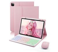 Keyboard Case for iPad Air 13 inch (M2-2024, M3-2025) & iPad Pro 12.9 inch (6th, 5th, 4th, 3rd Generation) Case with Keyboard Dazzle Magic Keyboard Backlit Built-in Pencil Holder with Mouse - Pink