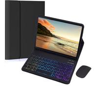 Keyboard Case for iPad Air 13 Inch & Pro 12.9 with Mouse,7 Colors Rainbow Backlit Magnetic Detachable Keyboard Cover with Pencil Holder for iPad Pro 12.9 (6th, 5th, 4th, 3rd gen)/Air 13(M3/M2),Black