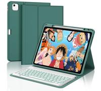 Keyboard Case for iPad Air 13 (M3) 2025/iPad Air 13 (M2) 2024, iPad Pro 12.9 6th/5th/4th/3rd Gen, 7 Colours Lighting, German QWERTZ, Magnetic Bluetooth Removable Keyboard, Dark Green