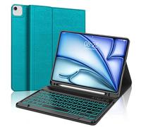 Keyboard Case for iPad Air 13 (M3 2025/M2 2024) & iPad Pro 12.9 Inch 6th/5th/4th/3rd Generation Keypad Case with 7 Colors Backlit, Wireless Key Board Smart Cover with Pen Holder for Pro12.9 2018-2022