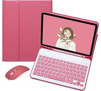 Keyboard Case for iPad Mini 5 / Mini 4 with Mouse Detachable Wireless Bluetooth Keyboard Pencil Holder Slim Leather Smart Cover for iPad Mini 5th/4th Gen, New Pink