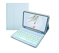 Keyboard Case for iPad Mini 7 Colors Backlit Detachable Keyboard Slim Leather Folio Shockproof Cover for Apple iPad Mini 5 2019/iPad Mini 1 2 3 4 (Light Blue)