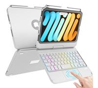 Keyboard Case for iPad Mini 7 & Mini 6,7 Color Backlit Trackpad Keyboard Case for iPad Mini 6th Generation 2021 8.3-in,360° Rotatable Protective Slim Cover for iPad Mini 7th Gen 2024 Tablet, Rock Grey