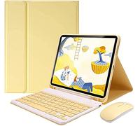 Keyboard Case for iPad Mini7 A17 Pro/Mini6 with Mouse, Case for iPad mini 7th/6th Generation 8.3 inch with Detachable Wireless Bluetooth Keyboard Pencil Holder Slim Leather Smart Cover, Yellow