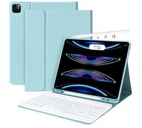 Keyboard Case for iPad Pro 12.9 2022 6th Generation / 2021 5th Gen / 2020 4th Gen / 2018 3rd Gen, 12.9-inch iPad Pro Case with Magnetically Detachable Wireless Keyboard and Pencil Holder, Lake Blue