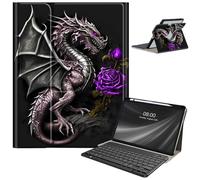 Keyboard Case for iPad Pro 12.9 inch 6th Generation 2022,for iPad Pro 12.9" 5th Gen 2021/4th Gen 2020 Case with Keyboard & Pencil Holder,Clear Rotate Stand for iPad 12.9 Pro Case,Purple Dragon Rose
