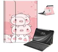 Keyboard Case for iPad Pro 12.9 inch 6th Generation 2022,for iPad Pro 12.9" 5th Gen 2021/4th Gen 2020 Case with Keyboard & Pencil Holder,Clear Rotate Stand for iPad 12.9 Pro Case,Cute Piggies Stacked