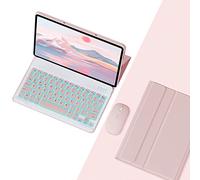 Keyboard Case for Lenovo Idea Tab Pro 12.7-inch 2025 (TB373FU / TB375FC / ZAE40175US), Detachable 7-Color Backlit with Mouse, TPU Cover,Pink