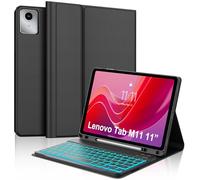 Keyboard Case for Lenovo Tab M11 / K11 LTE 11 Inch 2024, 7-Color Backlit, Magnetic Detachable Bluetooth Keyboard Cover, Folio PU Leather Case with Pencil Holder Auto Wake/Sleep, Multi-Angle Kickstand