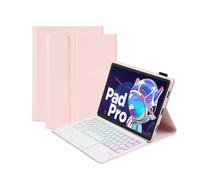 Keyboard Case for Lenovo Tab P12 12.7 Inch 2023 Soft TPU Back Stand Cover Magnetically Detachable Backlit Keyboard Pink