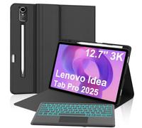 Keyboard Case for Lenovo Tab P12 Pro 12.7 Inch 2025, Detachable Wireless Bluetooth Touch Keyboard Folio Smart Cover with Pencil Holder, Backlit