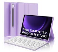 Keyboard Case for Samsung Galaxy S9 FE 10.9 Inch & S9 11 Inch Case with Keypad, Galaxy Tablet S9FE 2023 Key Board with Pen Holder, Detachable Multi-Function Smart Cover, Long Battery Life Purple