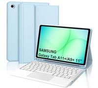 Keyboard Case for Samsung Galaxy Tab A11+/A9+ 11 Inch, UK Layout Detachable Wireless Bluetooth Keyboard with Stand Cover and Trackpad for Samsung Galaxy Tab A11 Plus/A9 Plus 11" 2025/2023, Sky Blue