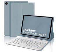 Keyboard Case for Samsung Galaxy Tab A11/A9 8.7 Inch, UK Layout Detachable Wireless Bluetooth Keyboard with Stand Cover and Pencil Holder for Samsung Galaxy Tab A11/A9 8.7" 2025/2023 Tablet, Sky Blue