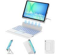 Keyboard Case for Samsung Galaxy Tab A11+ Plus/A9+ Plus 11 Inch, Magnetic Detachable Touch Keyboard, 7-Color Backlit, Protective Folio Cover with S-Pen Holder, Portrait/Landscape/Floating Modes, White