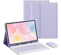 Keyboard Case for Samsung Galaxy Tab A9+ / A9 Plus with Detachable Keyboard - 7 Color Rainbow Backlight with Pen Slot Pencil Holder Keyboard, Slim Folio Case and Mouse. (7 C Purple)