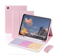Keyboard Case for Samsung Galaxy Tab A9+ / A9 Plus11inch - 3 Color Backlit, 2023 -with S Pencil Holder Case and MouseDetachable Keyboard (Pink)