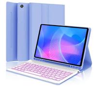 Keyboard Case for Samsung Galaxy Tab A9 Plus 11 inch (SM-X210/X216/X218) 2023,7 Color Backlite 5G A9+ Keyboard Magnetic Case with S Pen Holder(Purple)