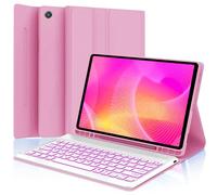 Keyboard Case for Samsung Galaxy Tab A9 Plus 11 inch (SM-X210/X216/X218) 2023,7 Color Backlite 5G A9+ Keyboard Magnetic Case with S Pen Holder(Pink)