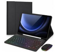 Keyboard Case for Samsung Galaxy Tab A9 Plus 11 Inch (SM-X210/X216/X218),7 Color Backlight Keyboard with Dual Mode Mouse,Black