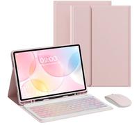Keyboard Case for Samsung Galaxy Tab A9 Plus/A9 11’’ 2023, Samsung A9 Plus Tablet Case with Pen Slot 7 Color Backlit Detachable Keyboard with Mouse (SM-X210/X216/X218) (Pink-C)