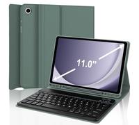 Keyboard Case for Samsung Galaxy Tab A9+ Tablet 11”, Dechatable Keyboard Bluetooth, Smart Cover with S Pen Holder, Synthetic Leather Folio for Tab A9 Plus, Dark Green