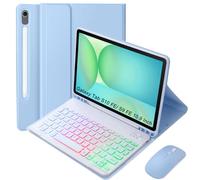 Keyboard Case for Samsung Galaxy Tab S10 FE 10.9" 2025/S9 FE 10.9"/Galaxy Tab S9 11 Inch 2023, Mouse and Detachable Bluetooth Backlit Keyboard, Lightweight Folio Cover with Pen Holder (Light Purple)